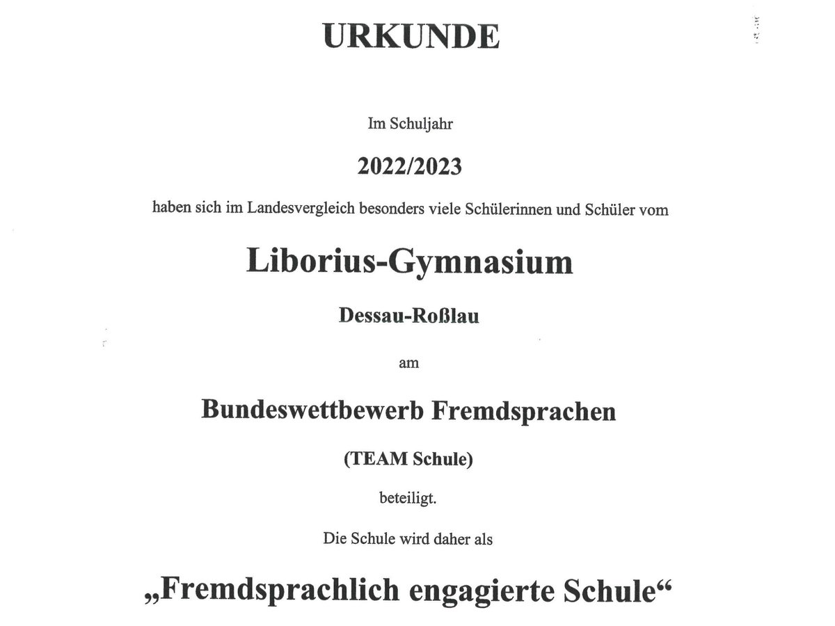 Titelbild für Beitrag: Libo als "Fremdsprachlich engagierte Schule" ausgezeichnet!